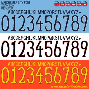 Manchester City KidSuper 2025 Font Vector – Bold Creative Sky Blue Masterpiece