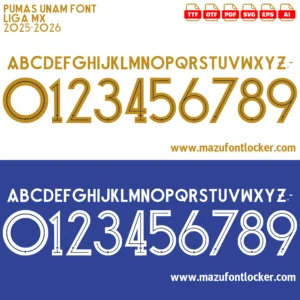 Pumas Unam 2025-2026 Font Vector – Fierce Auriazul Mexican Power Masterpiece
