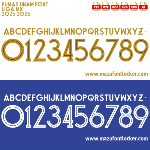 Pumas Unam 2025-2026 Font Vector – Fierce Auriazul Mexican Power Masterpiece