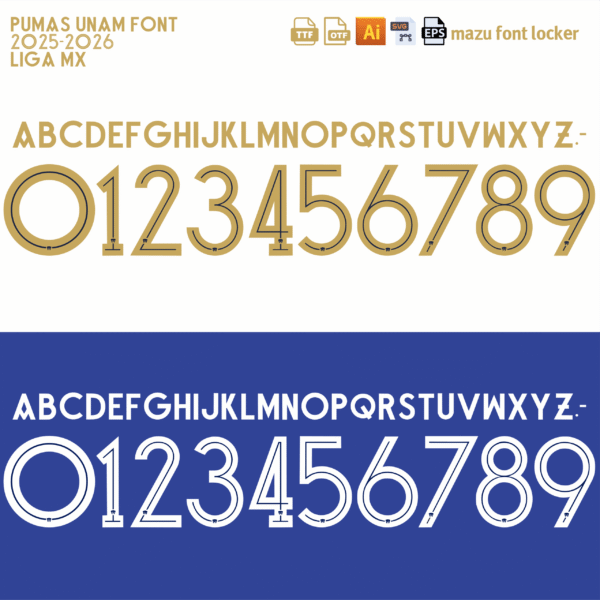 Pumas Unam 2025-26 Font Vector
