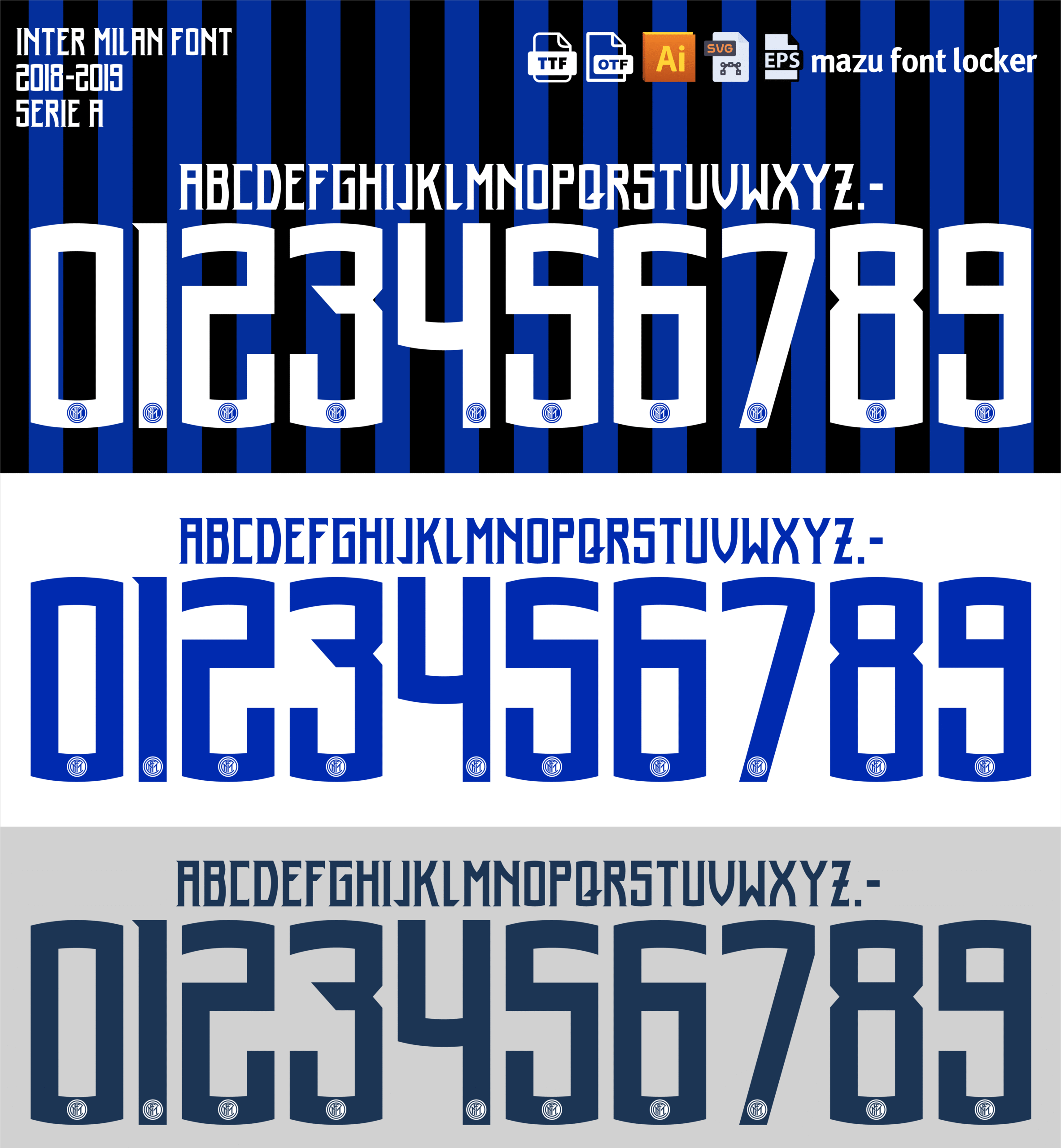 Inter Milan 2018-2019 Font Vector Inter Milan 2018-2019 Font Vector