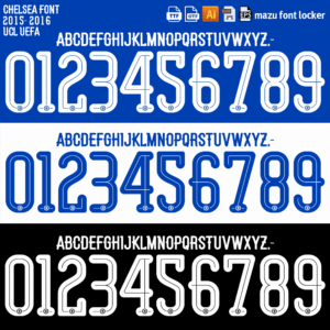 Chelsea UCL 2015-16 Font Vector