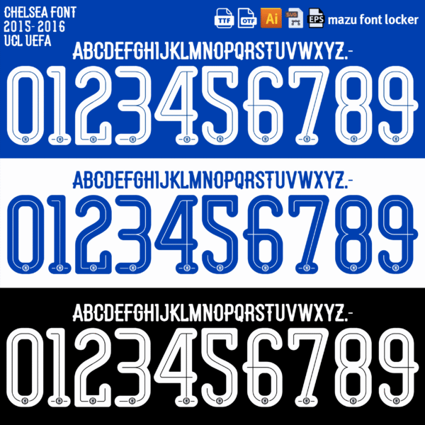 Chelsea 2015-2016 Font Vector (AI, EPS, SVG, TTF) – #1 Authentic Style
