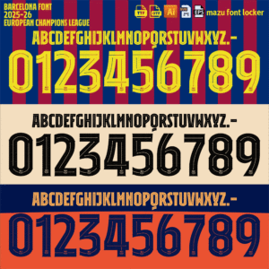 Barcelona 2025-26 UCL Font Vector
