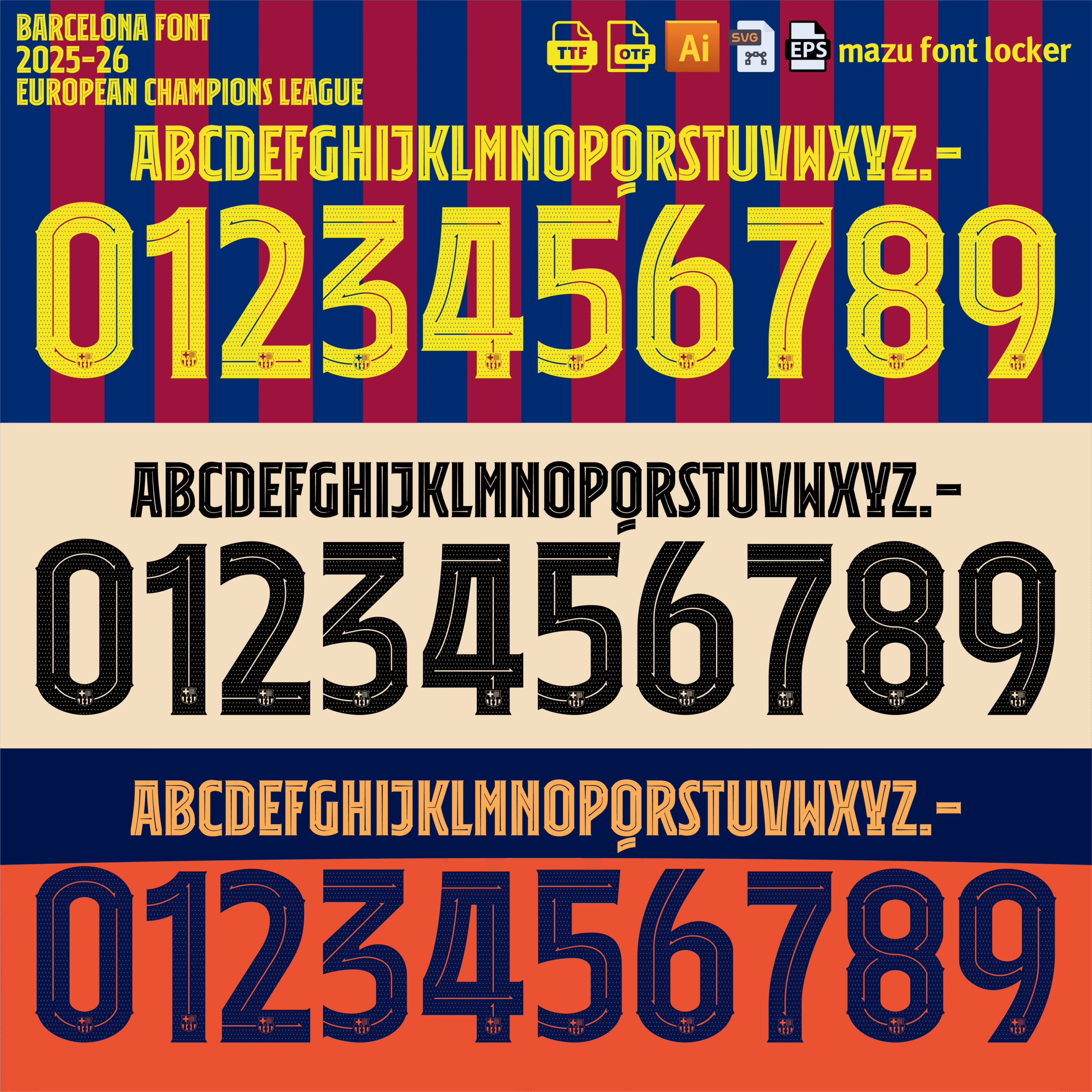 Barcelona 2025-26 UCL Font Vector Barcelona 2025-26 UCL Font Vector