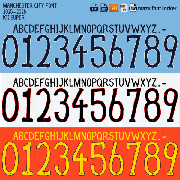 Manchester City KidSuper 2025 Font Vector (AI, EPS, SVG, TTF) – #1 Authentic Style