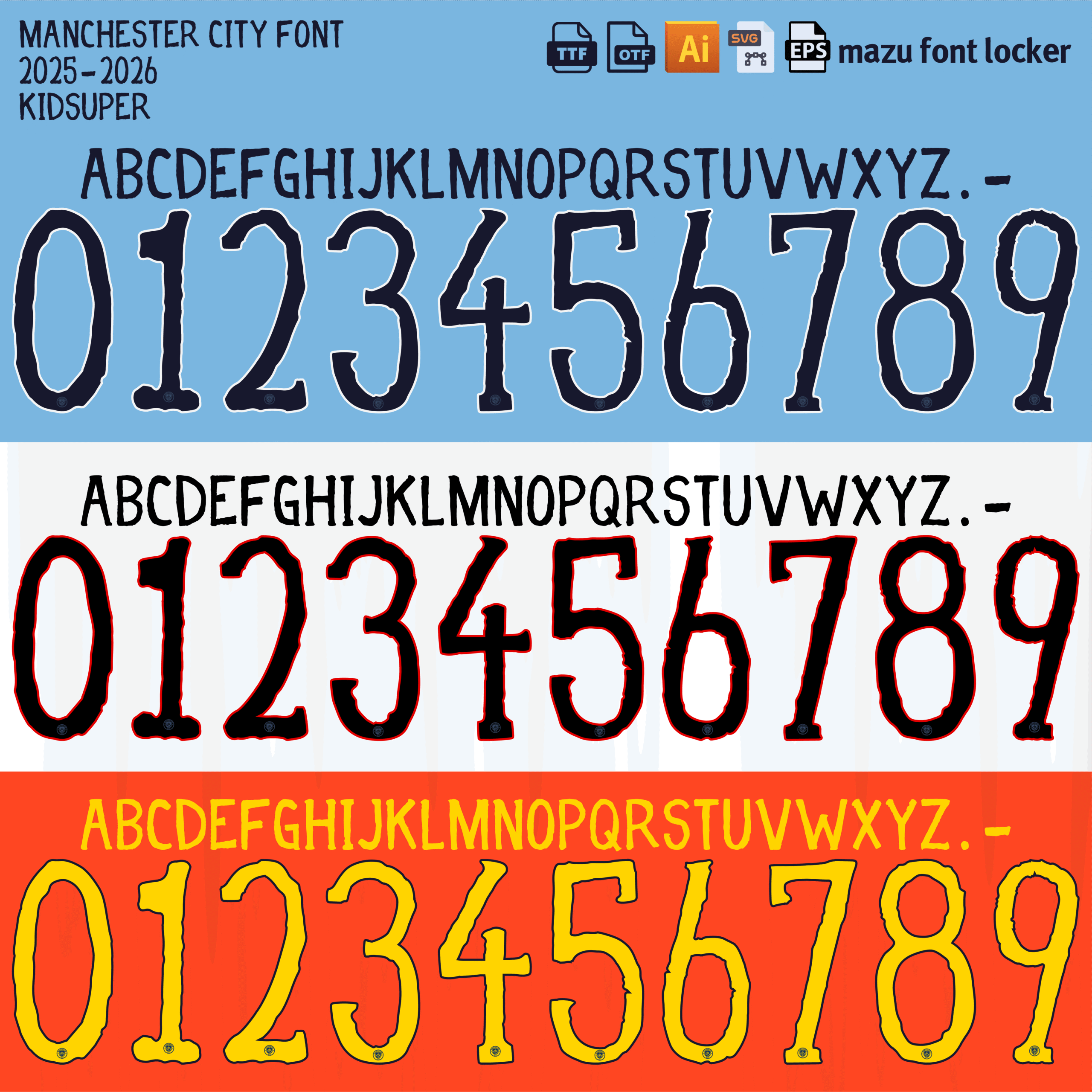 Manchester City KidSuper 2025-2026 Font Vector Manchester City KidSuper 2025-2026 Font Vector