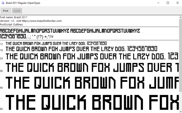 Brazil 2011 Font Vector