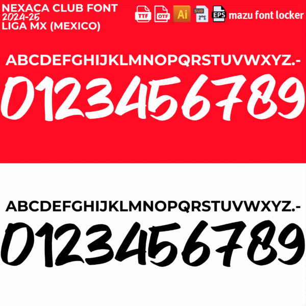 Necaxa Club 2024-2025 Font Vector (AI, EPS, SVG, TTF) – #1 Authentic Style