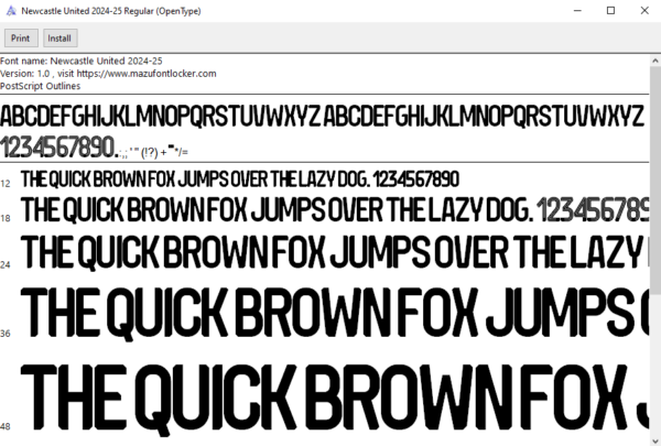 Newcastle United 2024-2025 Font Vector (AI, EPS, SVG, TTF) – #1 Authentic Style