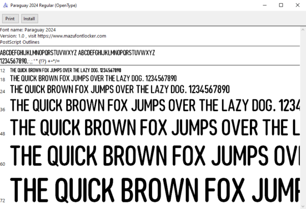 Paraguay 2024 Font Vector