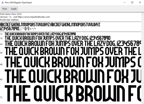 Peru 2024 Font Vector