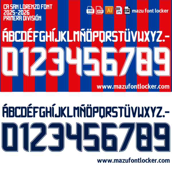 CA San Lorenzo 2025-2026 Font Vector (AI, EPS, SVG, TTF) – #1 Authentic Style