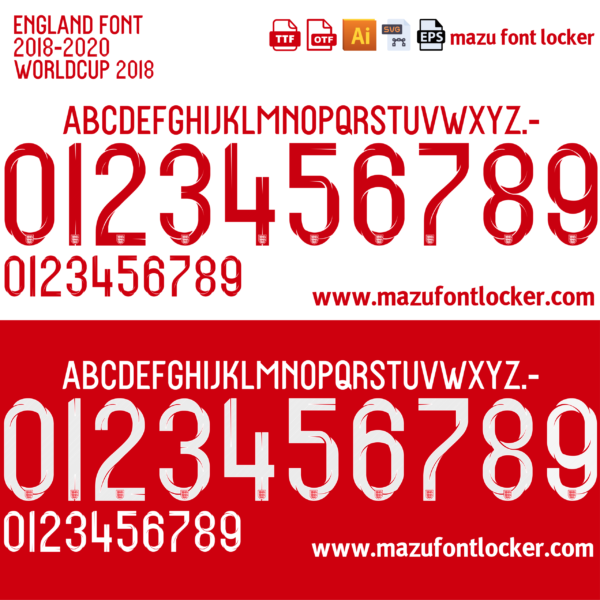 England World Cup 2018 Font Vector (AI, EPS, SVG, TTF) – #1 Authentic Style