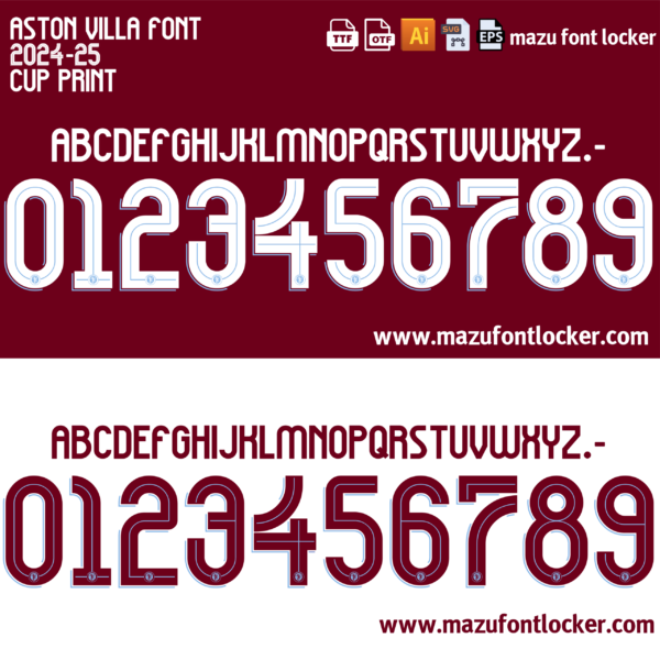 Aston Villa 2024-25 Font Vector