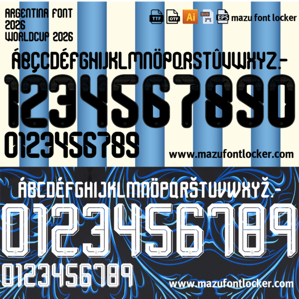 Argentina World Cup 2026 Font Vector (AI, EPS, SVG, TTF) – #1 Authentic Style