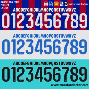 Barcelona 2023-24 Home, Away & Third Font Vector (Digital Download)