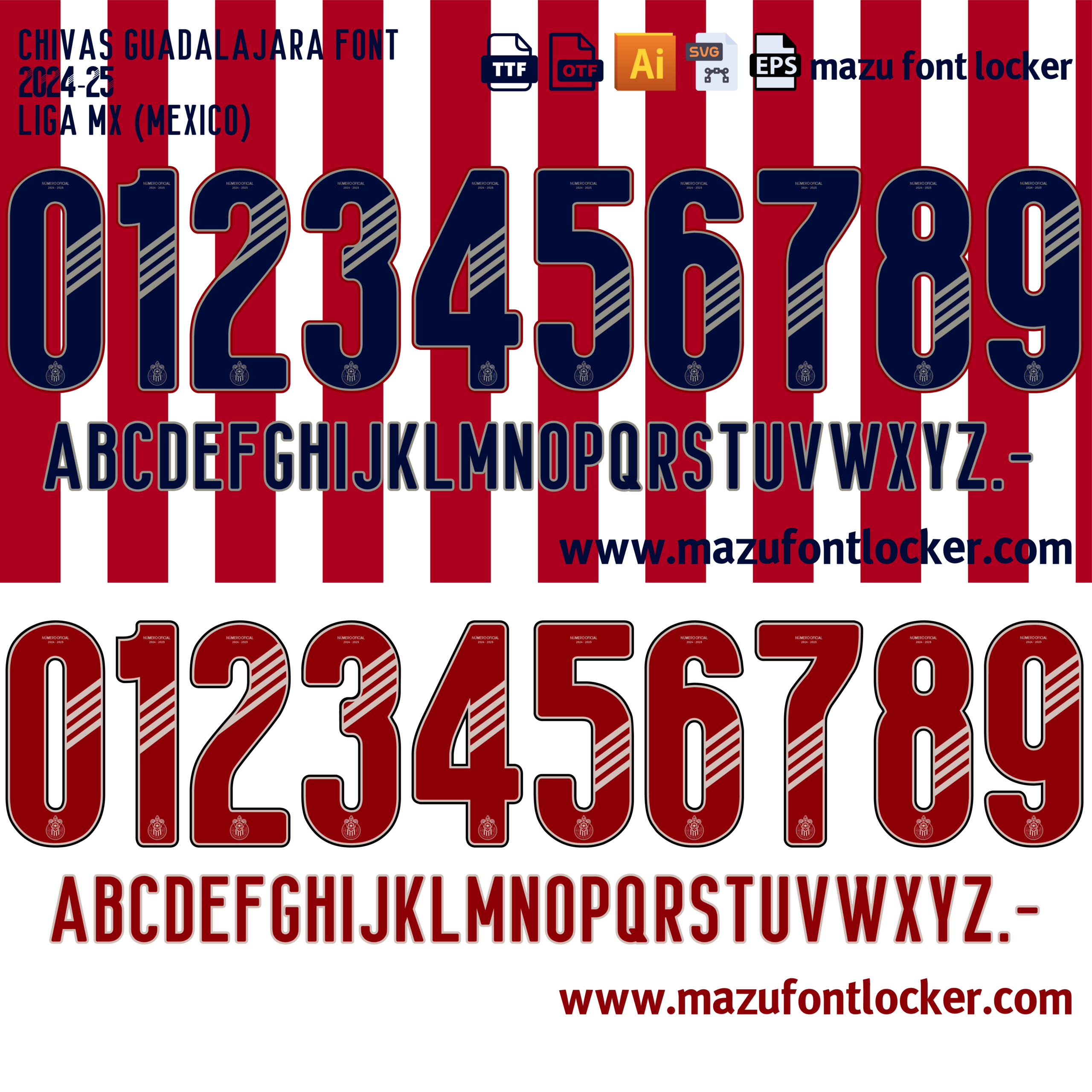 chivas guadalajara 2024 25 font vector chivas guadalajara 2024 25 font vector