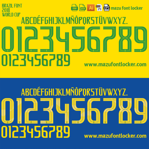 Brazil World Cup 2018 Font Vector (AI, EPS, SVG, TTF) – #1 Authentic Style