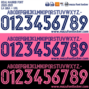 Real Madrid 2020-21 Home, Away & Third Font Vector (Digital Download)