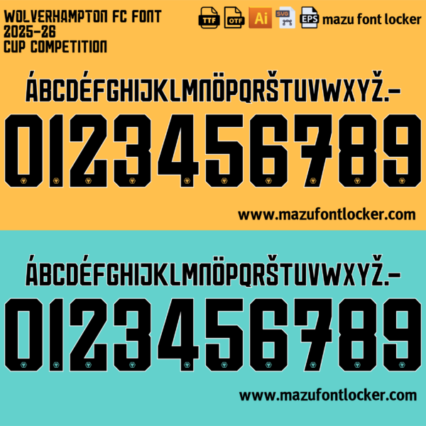 Wolverhampton FC 2025-26 Font Vector