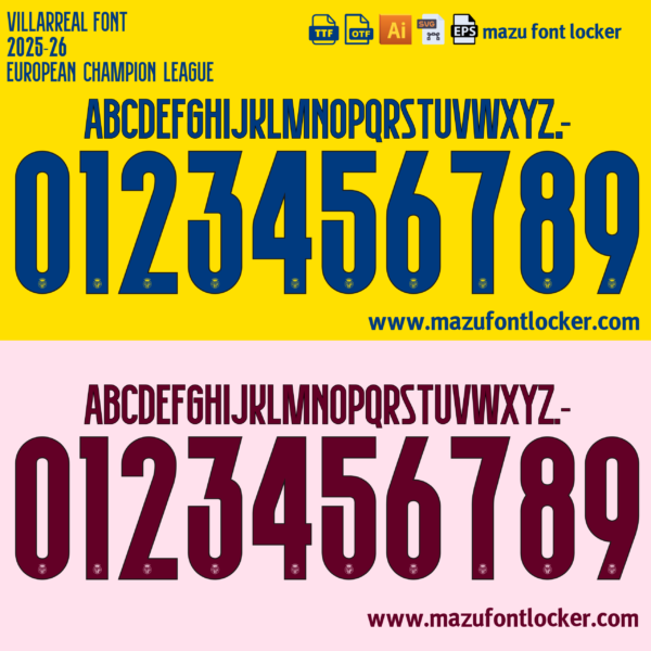 Villarreal 2025-2026 Font Vector (AI, EPS, SVG, TTF) – #1 Authentic Style