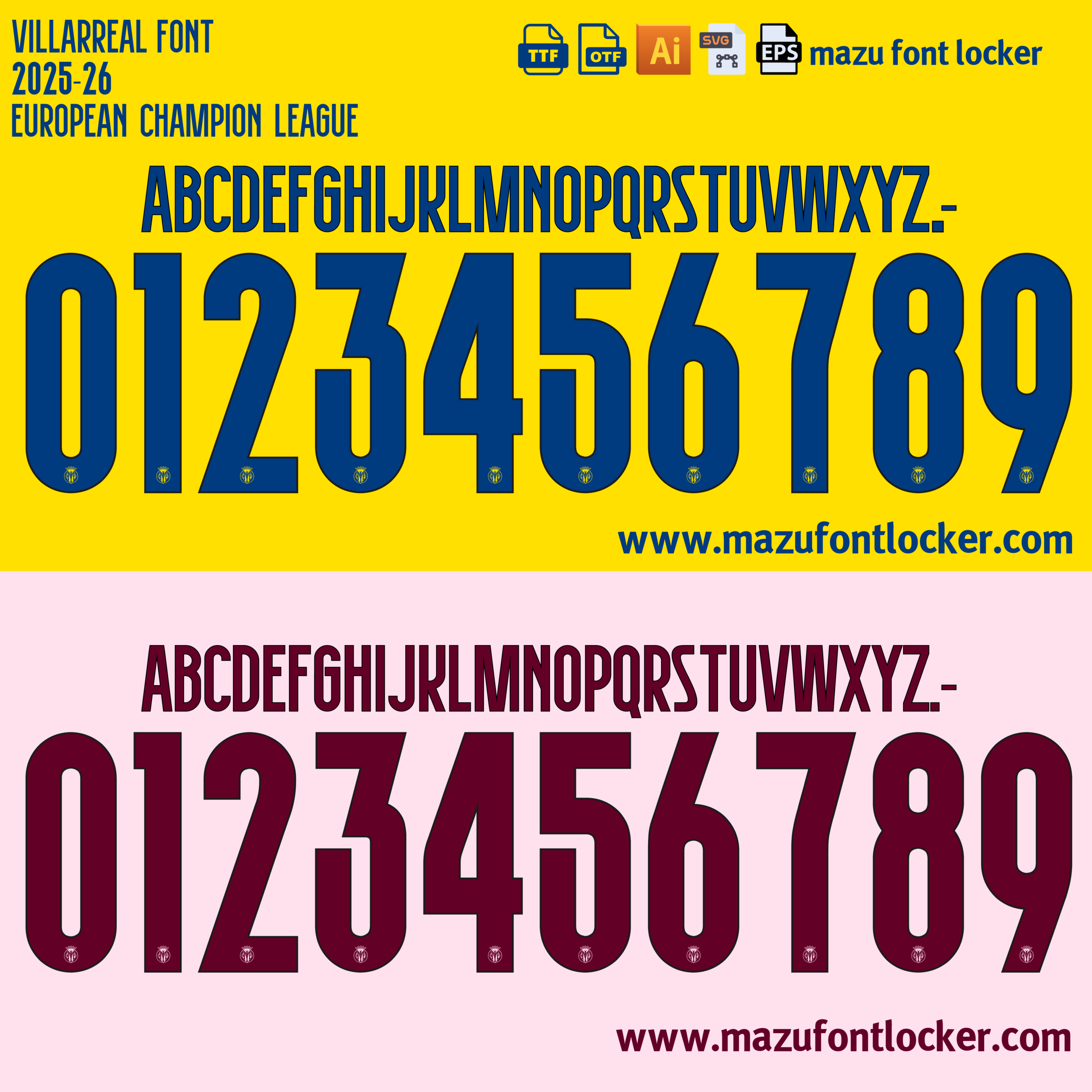 villarreal 2025 26 font vector villarreal 2025 26 font vector