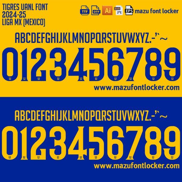 Tigres UANL 2024-25 Font Vector