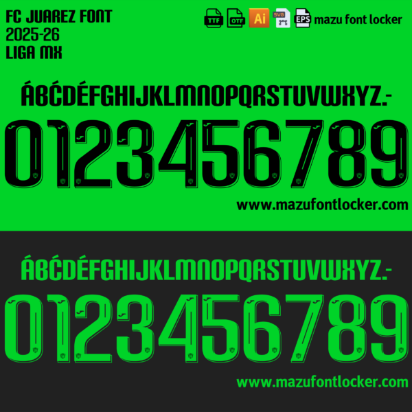 FC Juarez 2025-26 Font Vector