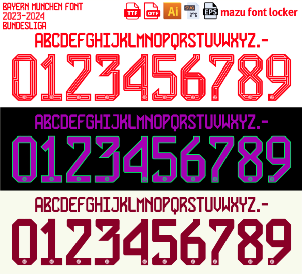 Bayern Munich 2023-2024 Font Vector – Authentic Die Roten Style
