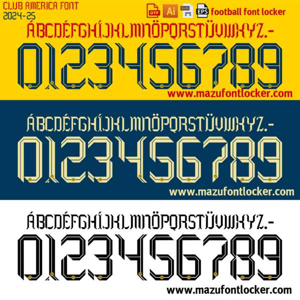 Club America 2024-2025 Font Vector – Elite Liga MX Jersey Style for Champions