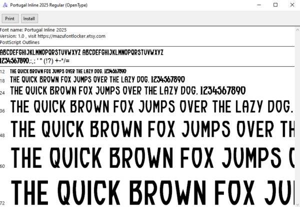 Portugal 2025 Font Vector