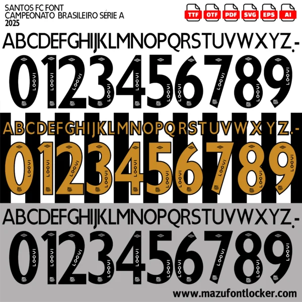 Santos FC 2025 Font Vector – Legendary Brazilian Football Jersey Style