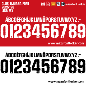 Home club tijuana 2025 26 font vector