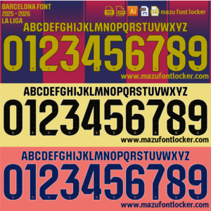 Barcelona 2025-26 La Liga Font Vector