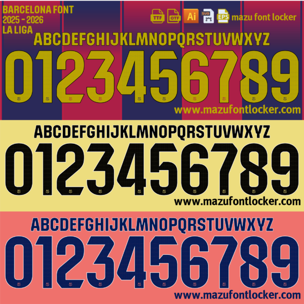 Barcelona 2025-2026 La Liga Font Vector – Legendary Barça Jersey Style for Champions