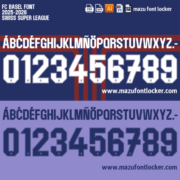 FC Basel 2025-26 Swiss League Font Vector