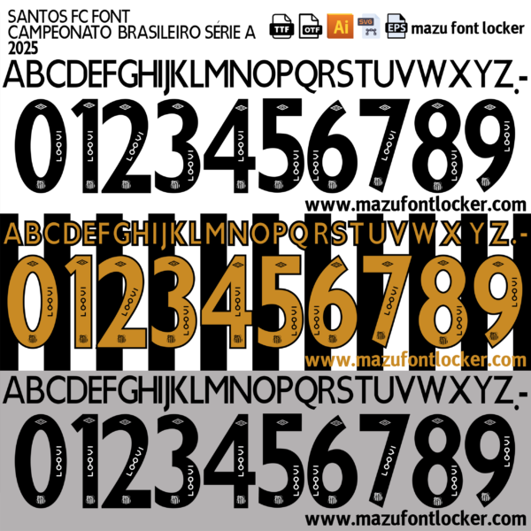 Santos FC 2025 Font Vector – Legendary Brazilian Football Jersey Style