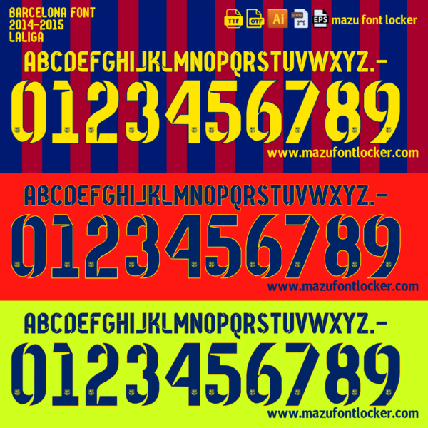 Barcelona 2014-2015 Font Vector – Legendary Treble Winning Jersey Style