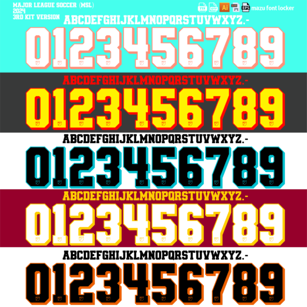 Major League Soccer Third 2024-2025 Font Vector (AI, EPS, SVG, TTF) – #1 Authentic Style