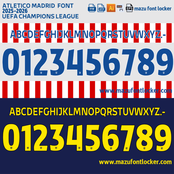 Atletico Madrid 2025-2026 Font Vector â Fierce La Liga Jersey Style for Champions