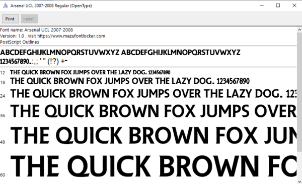 Arsenal 2007-08 Home & Away Font Vector (Digital Download)