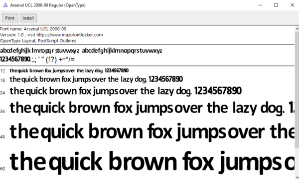 Arsenal UCL 2008-09 Home & Away Font Vector (Digital Download)