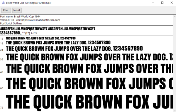 Brazil World Cup 1994 Home & Away Font Vector (Digital Download)