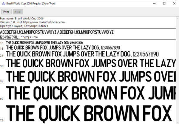 Brazil World Cup 2006 Home & Away Font Vector (Digital Download)