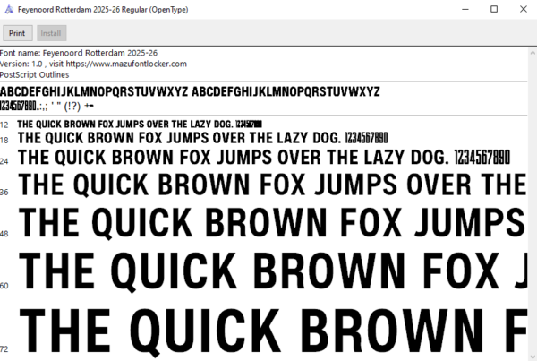 Feyenoord Rotterdam 2025-2026 Font Vector (AI, EPS, SVG, TTF) – #1 Authentic Style