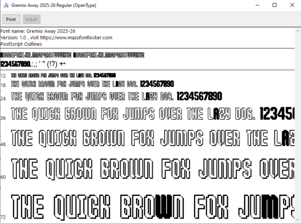 Gremio 2025-26 Home & Away Font Vector (Digital Download)