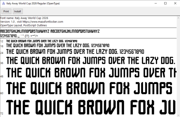 Italy World Cup 2026 Home & Away Font Vector (Digital Download)