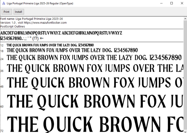Liga Portugal Primeira Liga 2025-26 Font Vector (Digital Download)