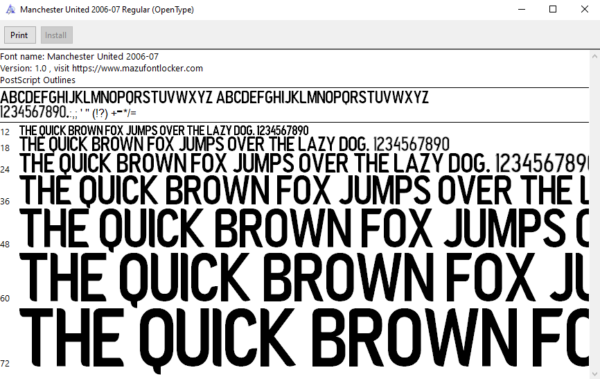Manchester United 2006-07 Home & Away Font Vector (Digital Download)